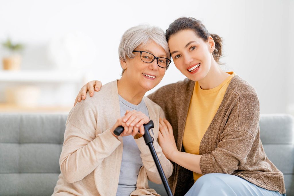 happy woman in hospice care